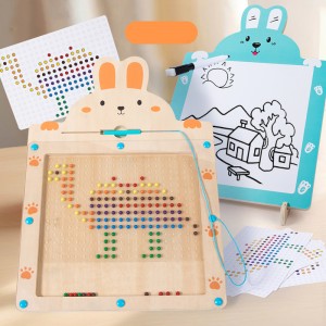 Wooden Magnetic Drawing Board for Kids Montessori Magnetic Dot Board for Toddlers 3 4 5 6 Years Old Magnetic Doodle Board with Dots Travel Birthday Toys