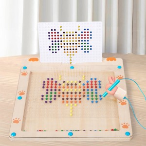 Prancheta de desenho magnético de madeira para crianças Montessori Quadro de pontos magnéticos para crianças de 3 4 5 6 anos Quadro de doodle magnético com pontos Brinquedos de aniversário para viagem