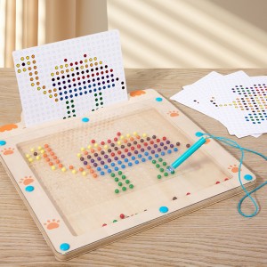 Prancheta de desenho magnético de madeira para crianças Montessori Quadro de pontos magnéticos para crianças de 3 4 5 6 anos Quadro de doodle magnético com pontos Brinquedos de aniversário para viagem