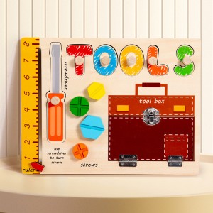 Drewniane pomoce nauczycielskie Montessori zajęta tablica Puzzle zabawka wczesna edukacja dla dzieci poznawcze wielofunkcyjne puzzle Jigsaw Puzzle zabawka uchwyt treningowy prezent urodzinowy