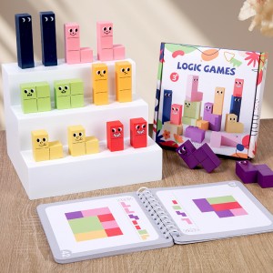 Wooden Geometric Thinking Building Blocks – Colorful Three-Dimensional Block Tabletop Games – Logical Thinking Spatial Ability Training Toys Christmas Gifts