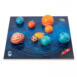 Wooden Solar System Planetary Model Toy Eight Major Galaxy Puzzle Cognitive Board Large Particle Building Blocks 3D Planetary Body – Early Education Puzzle Toy For Ages 3-6 Christmas Gift