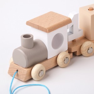 New Wooden Train Set Toys – Numeric Geometric Shaped Stacked Blocks – Montessori Pullcart – An Unforgettable Christmas Thanksgiving Birthday Gift