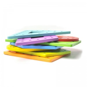 Montessori wczesna edukacja Puzzle zabawka do przewlekania liny kształt geometryczny kolorowa drewniana lina do przewlekania liny kolor i kształt zabawka dopasowująca się poznawczo