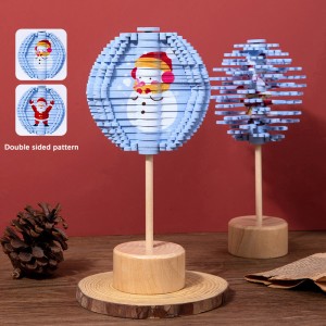 Jucărie nouă de decompresie acadea rotativă din lemn – Jucărie puzzle pentru față cu model pe două fețe cu tema de Crăciun – Decoratiuni distractive de sărbători Cadouri de Crăciun