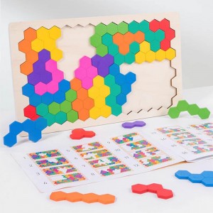 Montessori Maagang Edukasyon Wooden Rainbow Puzzle Honeycomb Puzzle Mathematical Mental Arithmetic Board Game Logical Thinking Puzzle Mga Laruan ng Board ng mga Bata Mga Laruan sa Pagsasanay ng Koordinasyon ng Kamay sa Mata