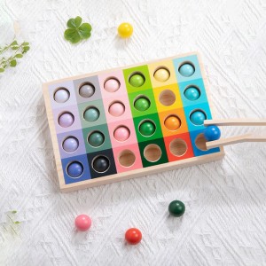 Montessori Wooden Early Education Puzzle Toy Multiple Color Gradient Color Classification Bead Matching Game Color Shape Recognition Children Hand Eye Coordination Toy Christmas Birthday Gift