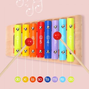 Wooden Early Education Puzzle Music Toys Small Colored Standard Eight Tone Hand Tapping Qin 2-In-1 Instrument Toys Music And Sound Enlightenment Training