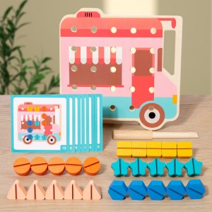 Montessori drewniana tablica dla dzieci zajęta zabawka kolorowa zabawa nakrętka śruby Puzzle kształt i kolor poznawcza wczesna edukacja Puzzle zabawka