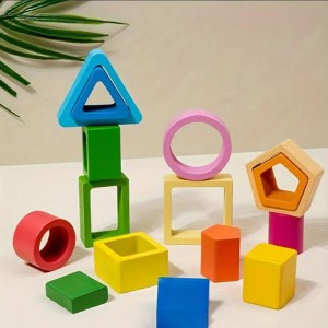 Interactive Wooden Montessori Learning Blocks Creative Color & Shape Sorting Cognitive Skill Building Safe & Durable Perfect Gift