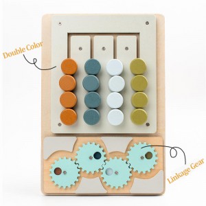 Montessori Learning Toys Slide Puzzle Color & Shape Matching Brain Teasers Logic Game Preschool Educational Wooden Toys for Kids Boys Girls Age 3 4 5 6 7 Years Old Travel Toys Birthday Gifts for Kids