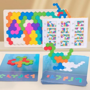 Montessori Early Education Wooden Rainbow Puzzle Honeycomb Puzzle Mathematical Mental Arithmetic Board Game Logical Thinking Puzzle Children’s Board Toys Hand-eye Coordination Training Toys