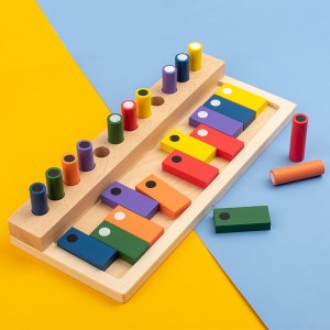 配色游戏感官教育玩具，蒙特梭利幼儿感官板木制蒙特梭利记忆训练玩具适合 3 岁及以上儿童（适合 2 名玩家）