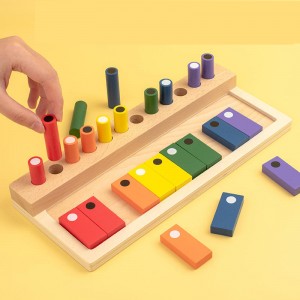 색상 일치 게임 감각 교육 장난감, 몬테소리 유아 감각 보드 3세 이상 어린이를 위한 나무 몬테소리 기억 훈련 장난감(2인용)