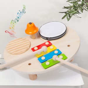 木质音乐打击乐早教玩具多功能四合一音乐启蒙玩具乐器鼓手桌面益智听力动手能力
