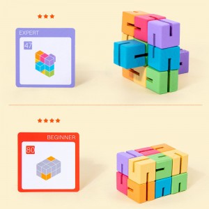 Montessori Wooden Block Toys Three-Dimensional Geometric Square Block Puzzle Toys Early Education Puzzle And Logical Thinking Training Toy