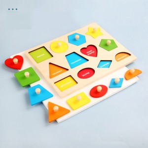 Panneau de géométrie Montessori pour l'éducation précoce, planche à poignée triangulaire carrée pour enfants, jouets de Puzzle tridimensionnels assortis, reconnaissance de forme graphique, cadeaux de noël