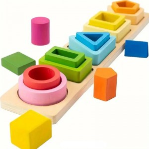 Interactive Wooden Montessori Learning Blocks Creative Color & Shape Sorting Cognitive Skill Building Safe at Durable Perfect Gift