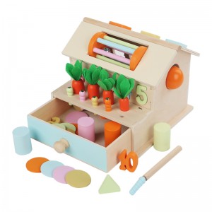 Montessori Busy House Toy Legno Multiuso Casetta da gioco interna Spazio di archiviazione e giochi sensoriali per abilità motorie fini Giocattolo educativo per l'apprendimento per ragazzi e ragazze dai 3 anni in su