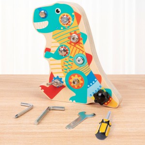 蒙特梭利螺丝刀板套装儿童恐龙蒙特梭利玩具 3 岁加旧木制忙碌板适合幼儿和儿童精细动作技能玩具教育感官玩具