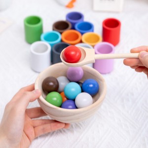 Mingi în cupe Jucărie Montessori Joc educativ timpuriu de potrivire din lemn Jucărie de sortare a culorilor pentru copii mici Joc de sortare din lemn pentru a învăța sortarea și numărarea culorilor