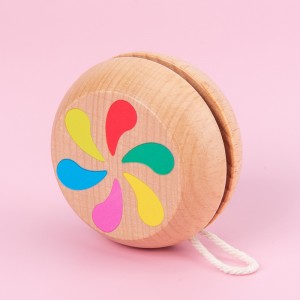 Wooden Fun Yo-Yo Ball Toy Cartoon Patterned Colorful Spinning Yoyo Ball Toy Early Education Puzzle Reaction Training Cute Little Gift with Hand Gifts