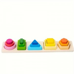 Interaktywne drewniane klocki edukacyjne Montessori Kreatywne sortowanie kolorów i kształtów Budowanie umiejętności poznawczych Bezpieczny i trwały Idealny prezent