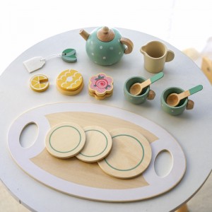 Set de ceai din lemn pentru fetițe Jucării din lemn Set de ceai pentru copii mici Accesorii de bucătărie pentru copii Set de joc cu mâncare pentru petrecere de ceai pentru copii