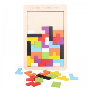 Wooden Blocks Puzzle Brain Teasers Toy Tangram Jigsaw Intelligence Colorful 3D Russian Blocks Game STEM Montessori Educational Gift for Kids