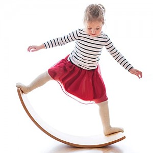 Monster Wooden Wobble Balance Board, 35 Inch Rocker Board Natural Wood, Kids Toddler Open Ended Learning Toy, Yoga Curvy Board for Classroom & Office Adult
