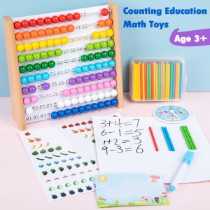 Preschool Math Learning Toy,10-Row Wooden Frame Abacus na may Multi-Color Beads, Counting Sticks, Number Alphabet Card, Regalo para sa 2 3 4 5 6 Years Old Toddler Boys Girls