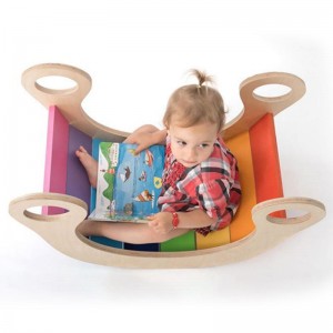 Rocker Climber Arch, drewniana drabinka wspinaczkowa Montessori 3 w 1, bezpieczny plac zabaw i siłownia, zabawki do wspinaczki dla małych dzieci w wieku 1–3 lat, trójkątny wspinacz i rampa