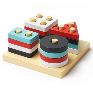 Montessori-Spielzeug für Kinder ab 18 Monaten – Sortier- und Stapelspielzeug aus Holz für Kleinkinder, Jungen und Mädchen – Formsortierer und Farbstapeler, Holzgeschenke für Vorschulkinder