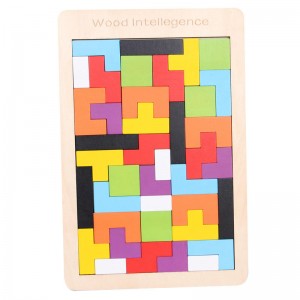 Wooden Blocks Puzzle Brain Teasers Toy Tangram Jigsaw Intelligence Makukulay na 3D Russian Blocks Game STEM Montessori Educational Gift para sa mga Bata