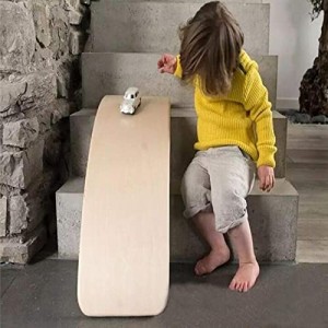 Monster 木制摇摆平衡板，35 英寸摇板天然木材，儿童幼儿开放式学习玩具，适合教室和办公室成人的瑜伽曲线板