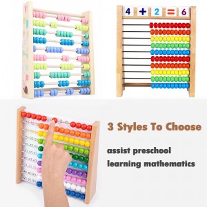 Preschool Math Learning Toy,10-Row Wooden Frame Abacus na may Multi-Color Beads, Counting Sticks, Number Alphabet Card, Regalo para sa 2 3 4 5 6 Years Old Toddler Boys Girls