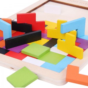 Blocuri din lemn Puzzle Teasers Jucărie Tangram Jigsaw Inteligență Colorat 3D Blocuri rusești Joc STEM Montessori Cadou educațional pentru copii