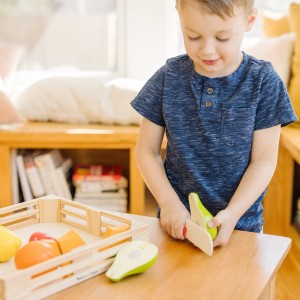 Set Pemotong Buah – Aksesori Dapur Makanan Bermain Kayu, Aksesori Bermain Multi-pura, Mainan Pemotong Buah Kayu untuk Balita dan Anak Usia 3+