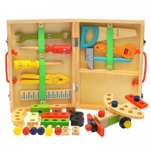 Kit d'outils pour enfants, ensemble d'outils en bois pour tout-petits comprenant une boîte à outils et des autocollants, jouets de construction éducatifs Montessori pour garçons et filles de 2, 3, 4, 5, 6 ans, meilleur cadeau d'anniversaire pour les enfants