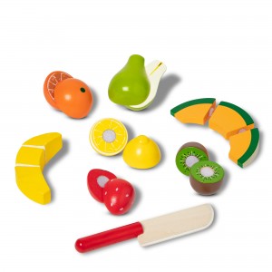 과일 절단 세트 - 나무 놀이 음식 주방 액세서리, 멀티 - 놀이 액세서리 역할, 3세 이상 유아 및 어린이를 위한 나무 절단 과일 장난감