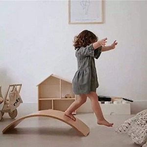 Placă de balans din lemn Monster, table balansoar de 35 inch din lemn natural, jucărie de învățare pentru copii mici, tablă curbată de yoga pentru clasă și birou pentru adulți
