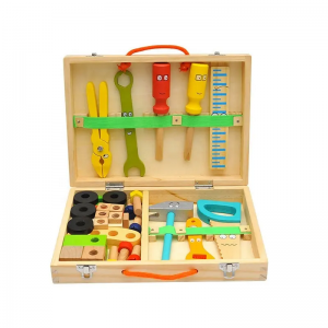 Werkzeugset für Kinder, Holz-Werkzeugset für Kleinkinder, inklusive Werkzeugkasten und Aufklebern, Montessori-Pädagogisches Stielkonstruktionsspielzeug für 2-, 3-, 4-, 5- und 6-jährige Jungen und Mädchen, bestes Geburtstagsgeschenk für Kinder