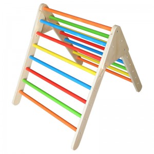 Triunghi de alpinism cu cort – Jucării de cățărat din lemn pentru copii mici și bebeluși – Sală de gimnastică interioară pliabilă, pliabilă, colorată, pentru copii – 100% sigură