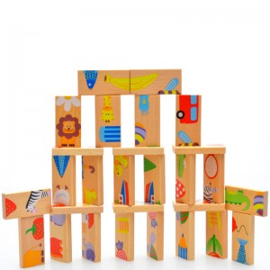 28 件教育木制玩具多米诺骨牌动物拼图儿童游戏礼物