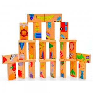 28 pièces de jouet éducatif en bois Domino animaux puzzles enfants jeu cadeau
