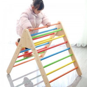 Triângulo de escalada com barraca – Brinquedos de escalada de madeira para crianças e bebês – Ginásio interno de escalador colorido dobrável extra grande para crianças – 100% seguro