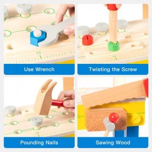 Houten gereedschapsset voor kinderen van 2 3 4 5 jaar oud, educatief STEM-speelgoed Peuter Montessori-speelgoed voor 2 jaar oud Bouw Voorschoolse leeractiviteiten Geschenken voor jongens Meisjes Leeftijd 2-4 1-3