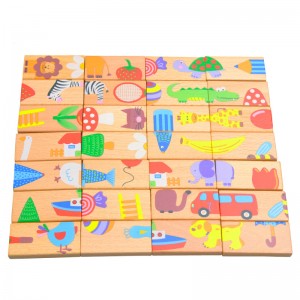 28 sztuk edukacyjnych drewnianych zabawek Domino Puzzle ze zwierzętami Gra dla dzieci na prezent