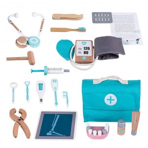 Doctor Kit for Kids with Teeth Toy Dentist Kit for Kids Realistic Wooden Doctor Set for Kids Pretend Play Montessori Toys Doctor Playset