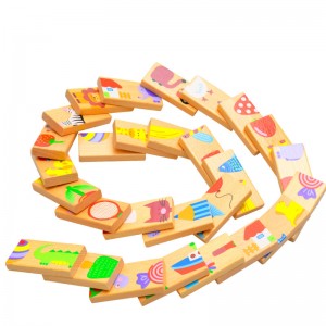 28 pezzi di giocattoli educativi in ​​legno Domino Animal Puzzle Gioco per bambini regalo